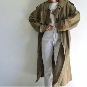 Vintage 1980s London Fog olive green trench coat